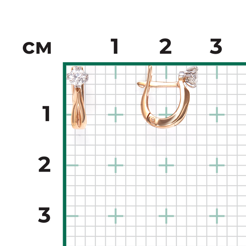 Серьги с английским замком из комбинированного золота с бриллиантом 02-0504-00-101-1111-30