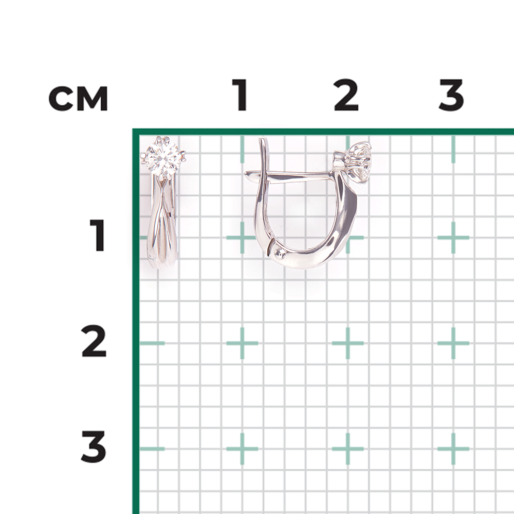 Серьги с английским замком из белого золота с бриллиантом 02-0505-00-101-1120-30