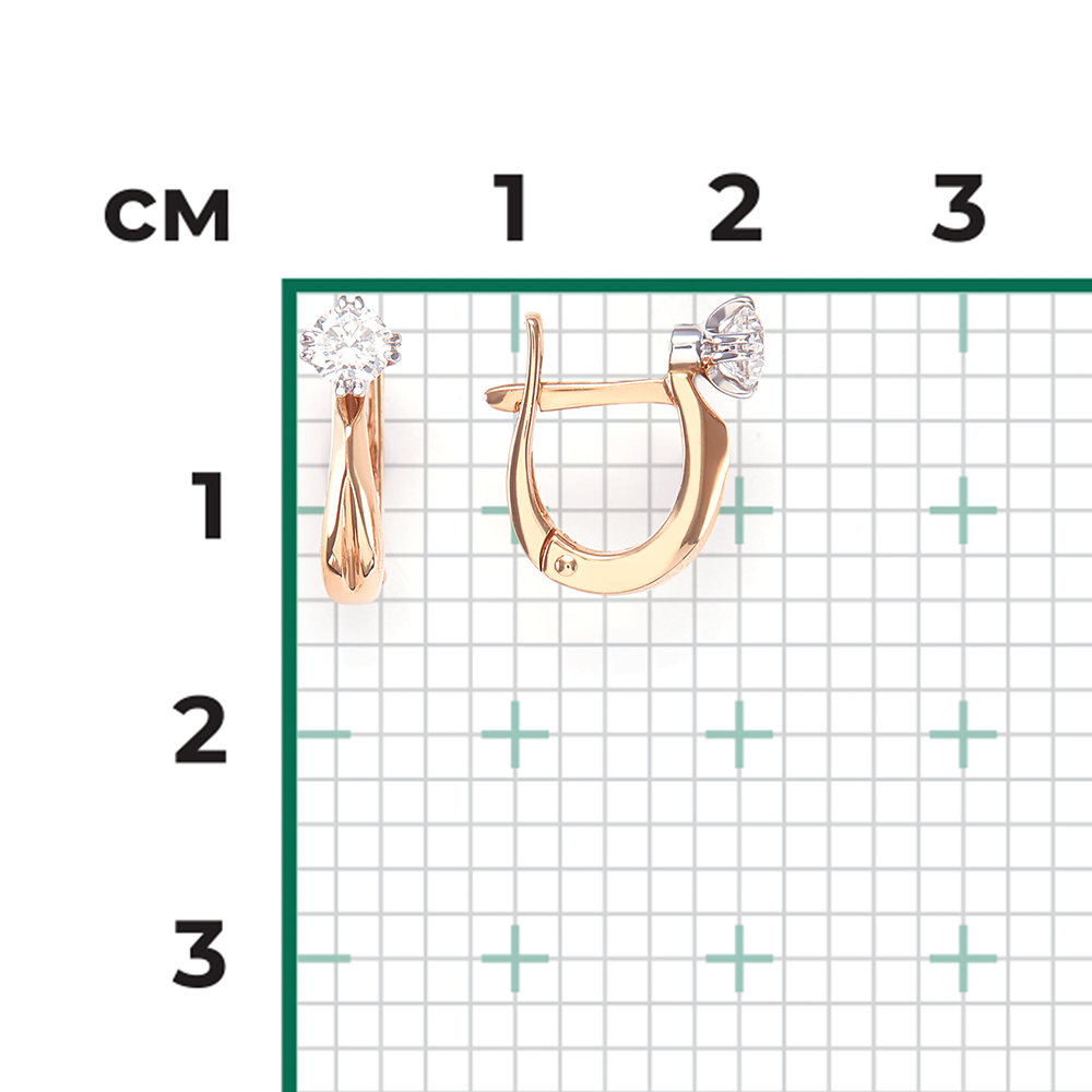 Серьги с английским замком из комбинированного золота с бриллиантом 02-0506-00-101-1111-30