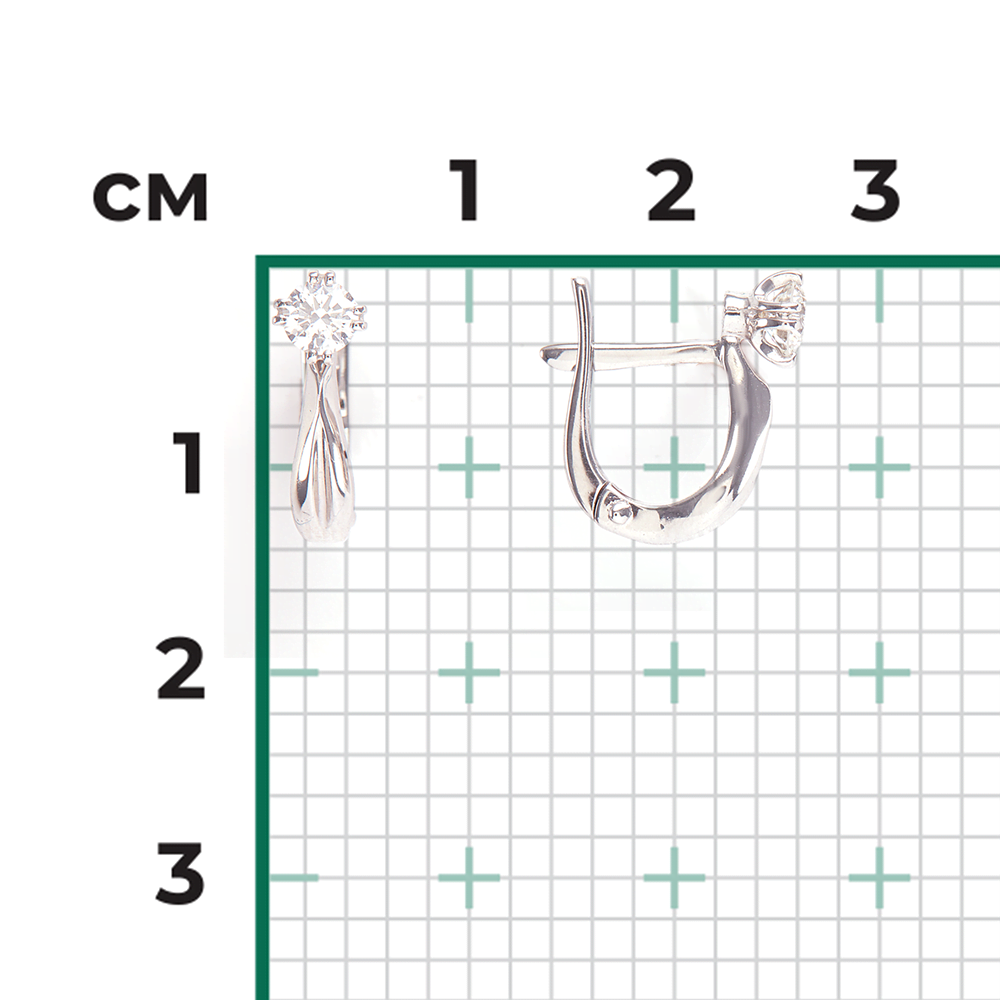 Серьги с английским замком из белого золота с бриллиантом 02-0507-00-101-1120-30