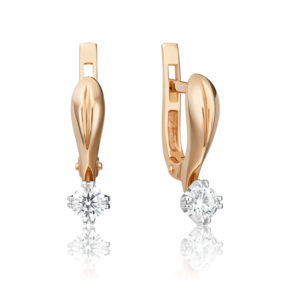 Серьги с английским замком из комбинированного золота с бриллиантом 02-0508-00-101-1111-30