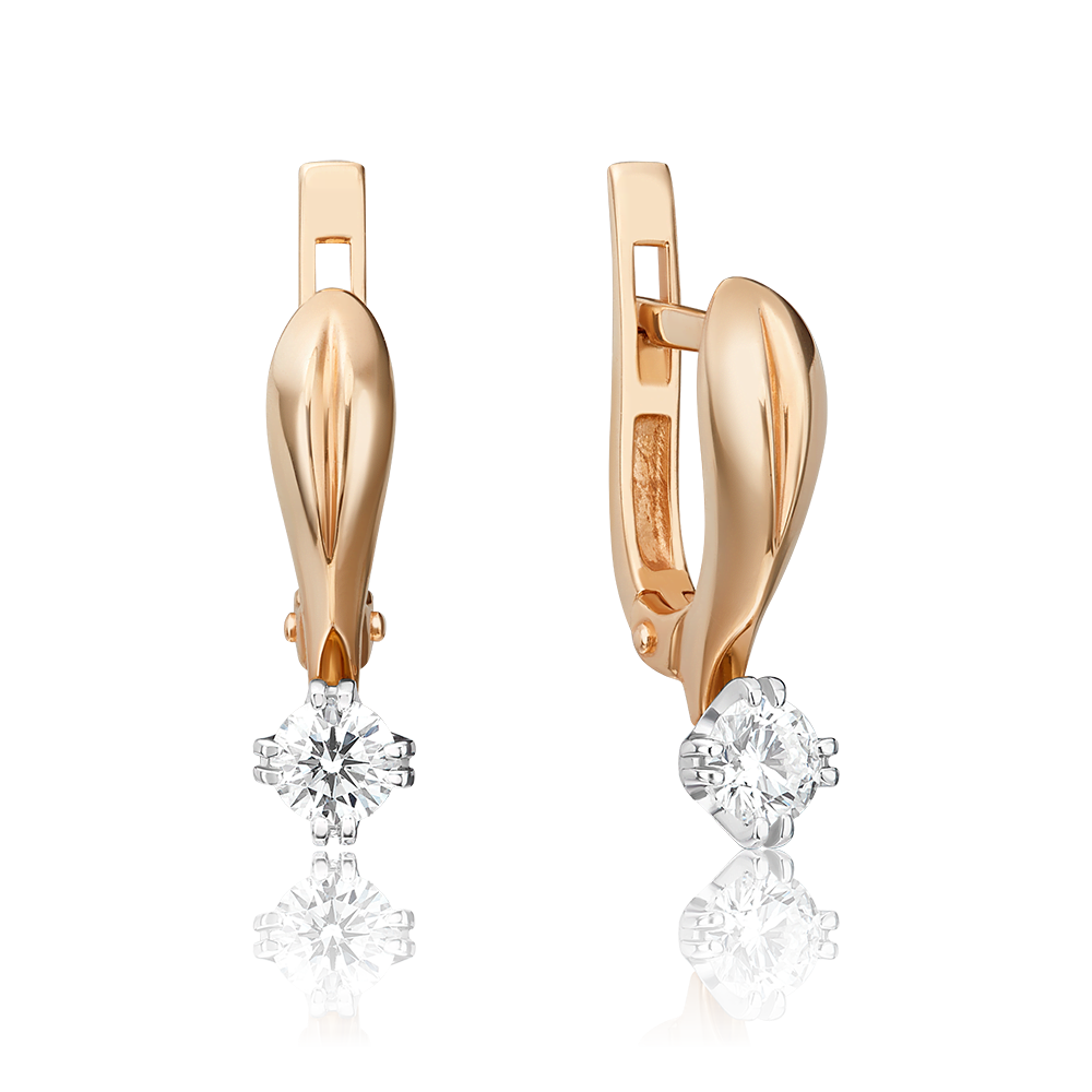 Серьги с английским замком из комбинированного золота с бриллиантом 02-0508-00-101-1111-30