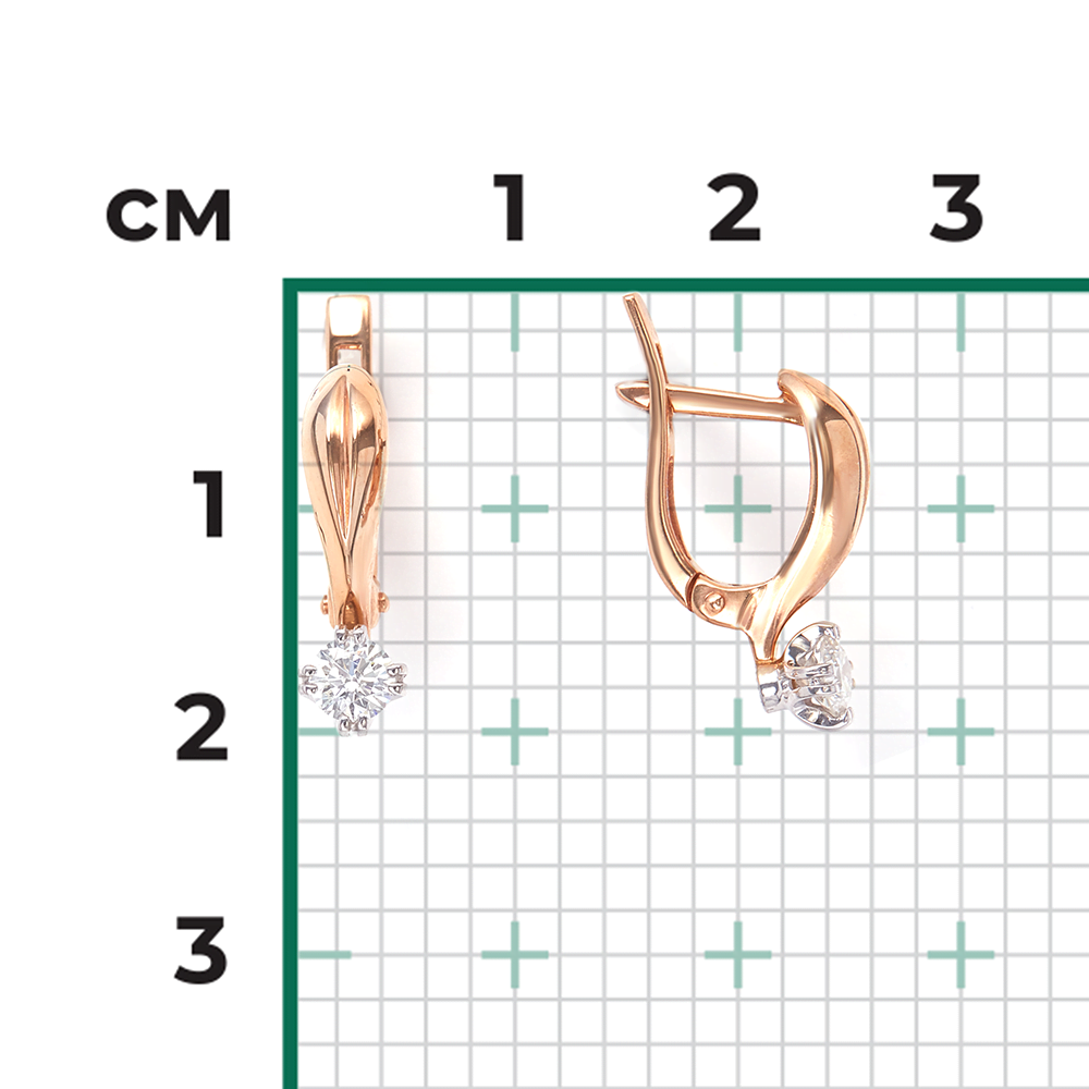 Серьги с английским замком из комбинированного золота с бриллиантом 02-0508-00-101-1111-30