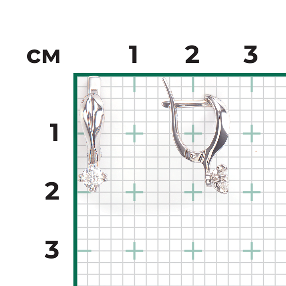 Серьги с английским замком из белого золота с бриллиантом 02-0509-00-101-1120-30