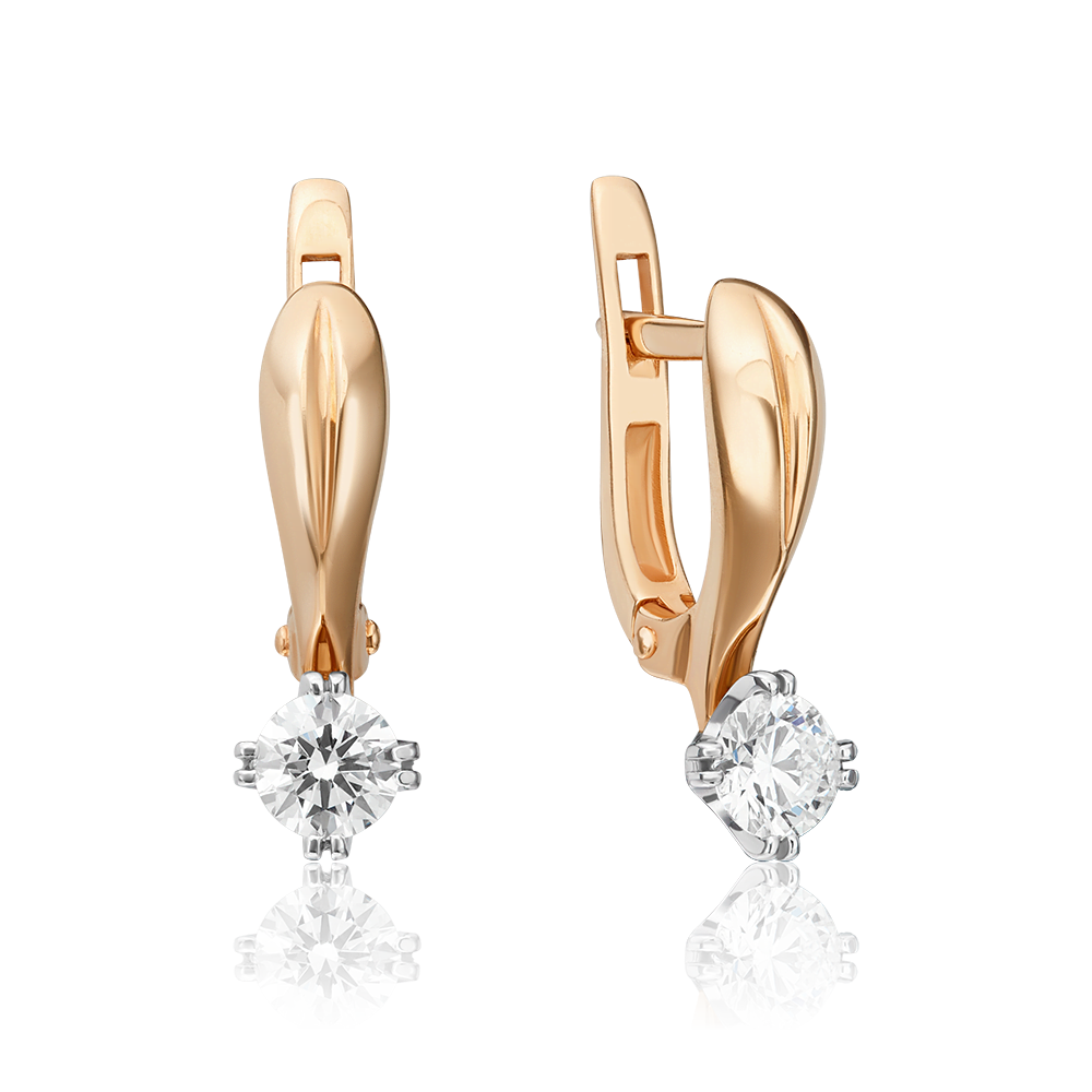 Серьги с английским замком из комбинированного золота с бриллиантом 02-0510-00-101-1111-30