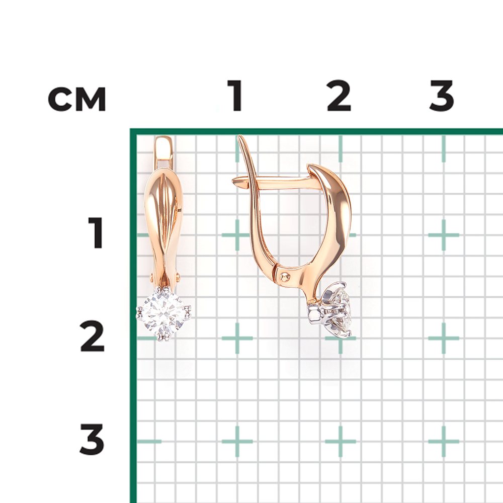 Серьги с английским замком из комбинированного золота с бриллиантом 02-0510-00-101-1111-30