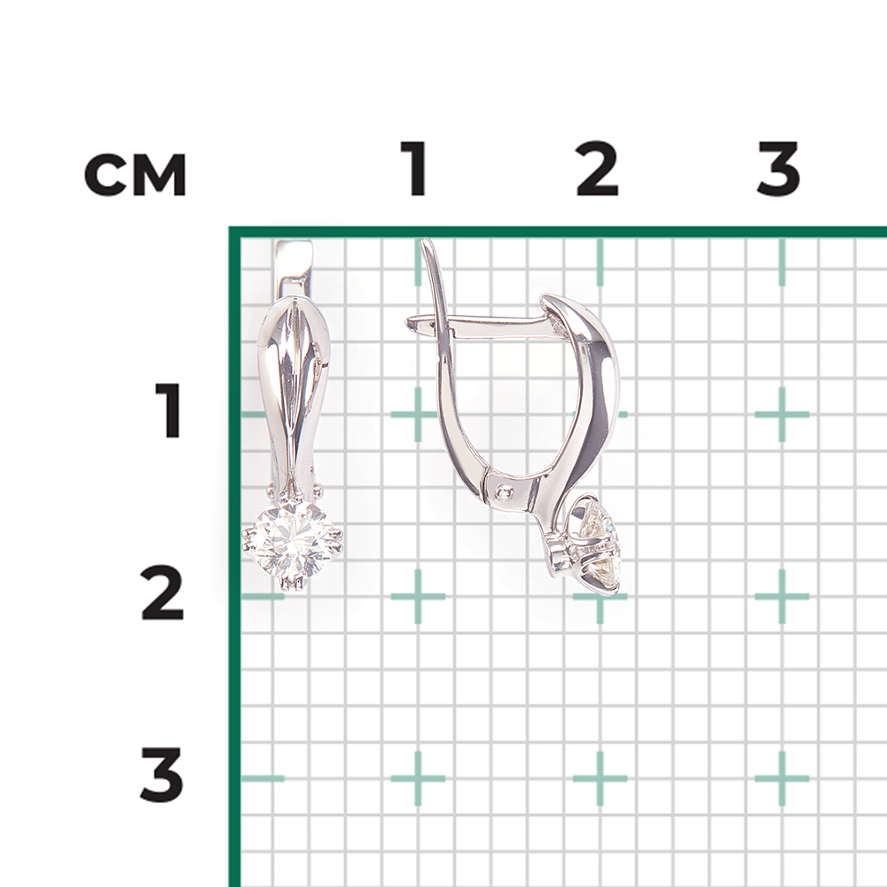 Серьги с английским замком из белого золота с бриллиантом 02-0511-00-101-1120-30