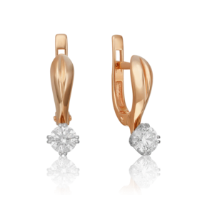 Серьги с английским замком из комбинированного золота с бриллиантом 02-0512-00-101-1111-30