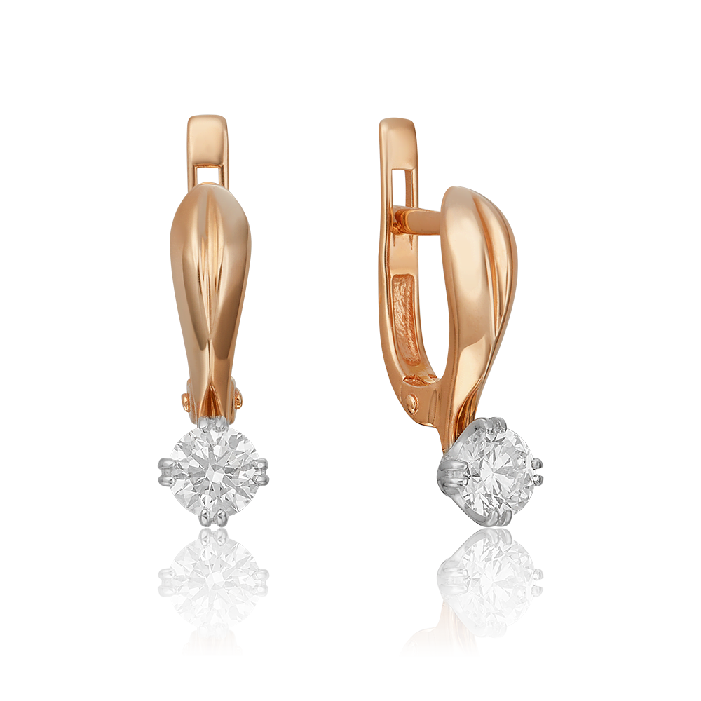 Серьги с английским замком из комбинированного золота с бриллиантом 02-0512-00-101-1111-30