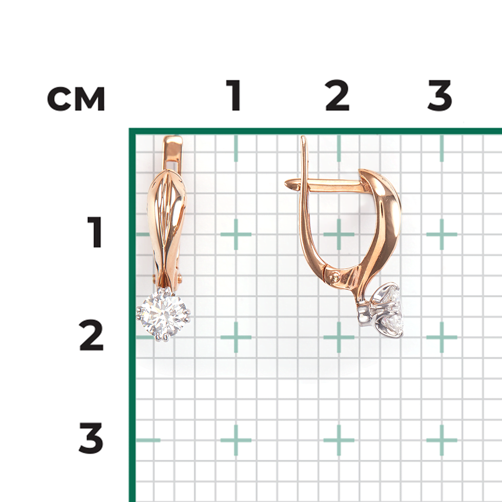 Серьги с английским замком из комбинированного золота с бриллиантом 02-0512-00-101-1111-30