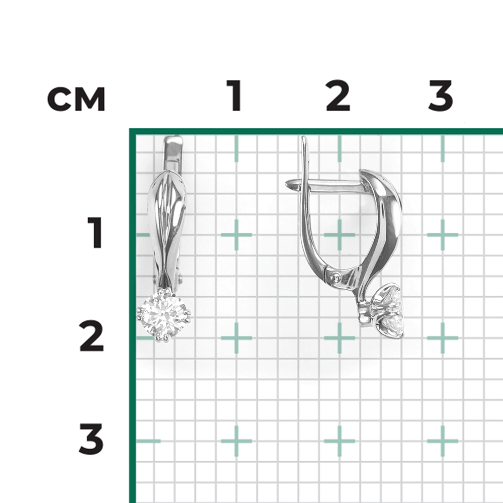 Серьги с английским замком из белого золота с бриллиантом 02-0513-00-101-1120-30