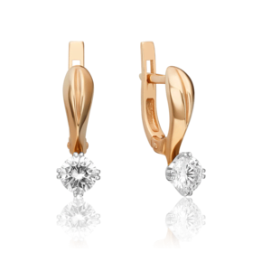 Серьги с английским замком из комбинированного золота с бриллиантом 02-0514-00-101-1111-30