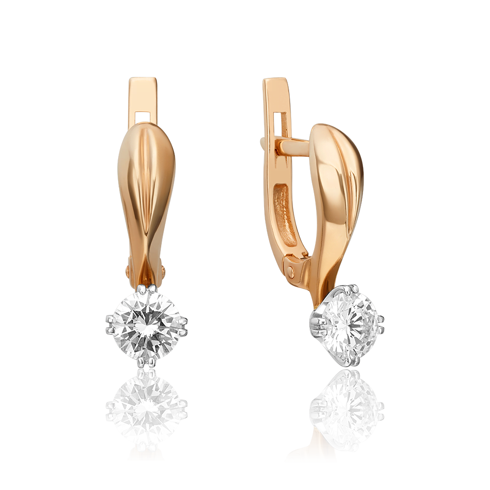 Серьги с английским замком из комбинированного золота с бриллиантом 02-0514-00-101-1111-30