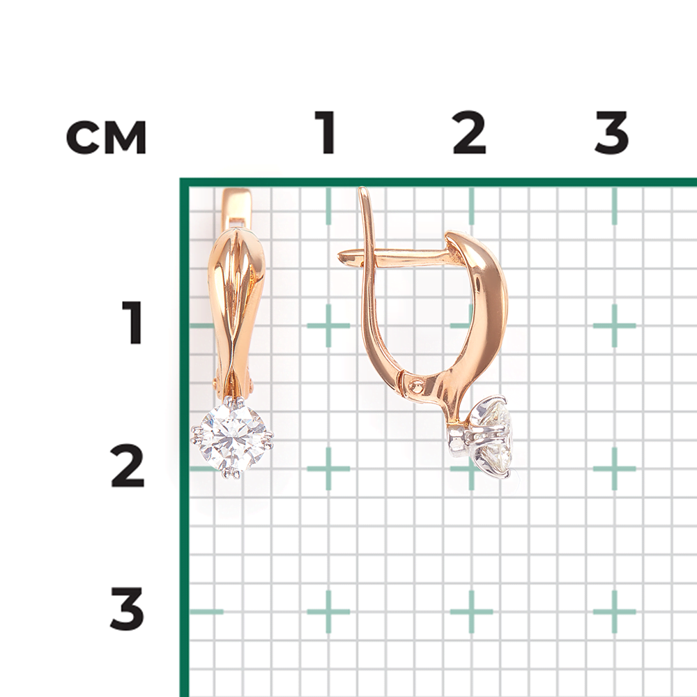 Серьги с английским замком из комбинированного золота с бриллиантом 02-0514-00-101-1111-30