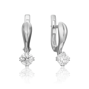 Серьги с английским замком из белого золота с бриллиантом 02-0515-00-101-1120-30