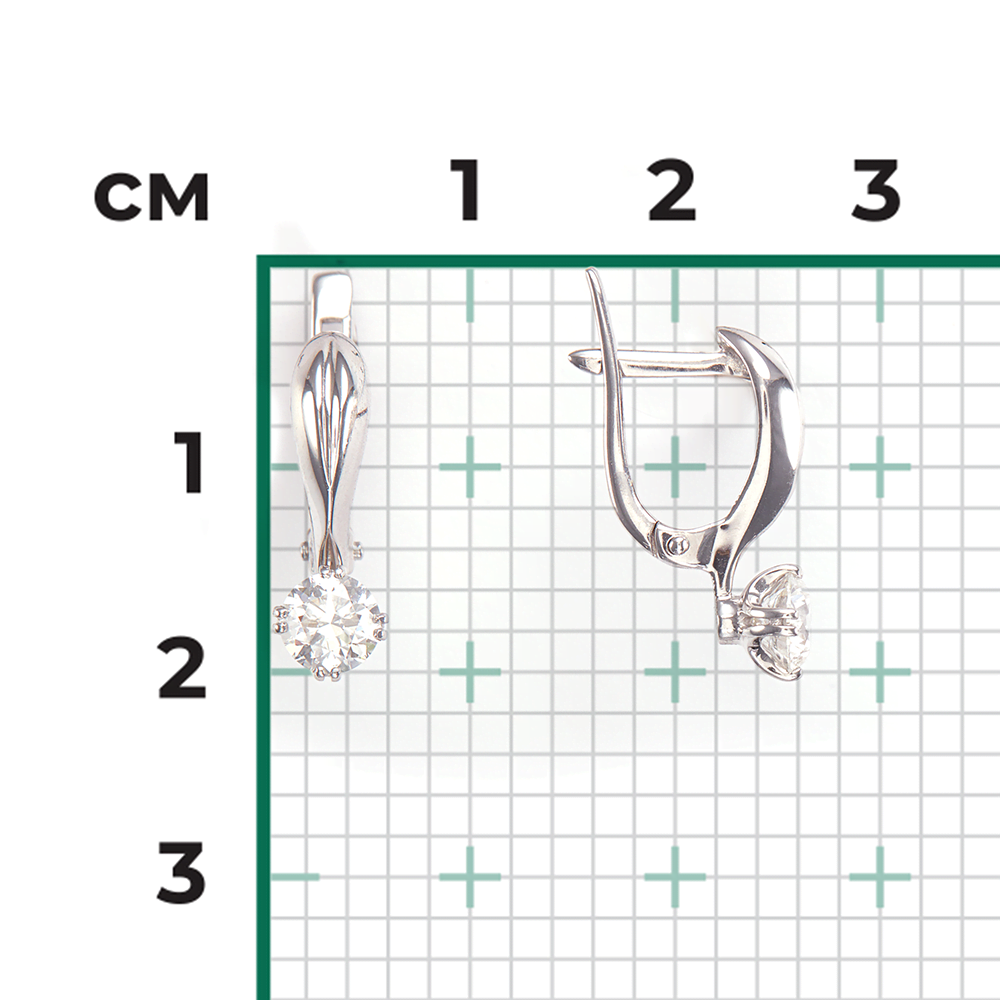 Серьги с английским замком из белого золота с бриллиантом 02-0515-00-101-1120-30