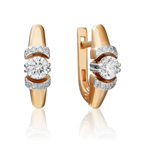 Серьги с английским замком из комбинированного золота с бриллиантами