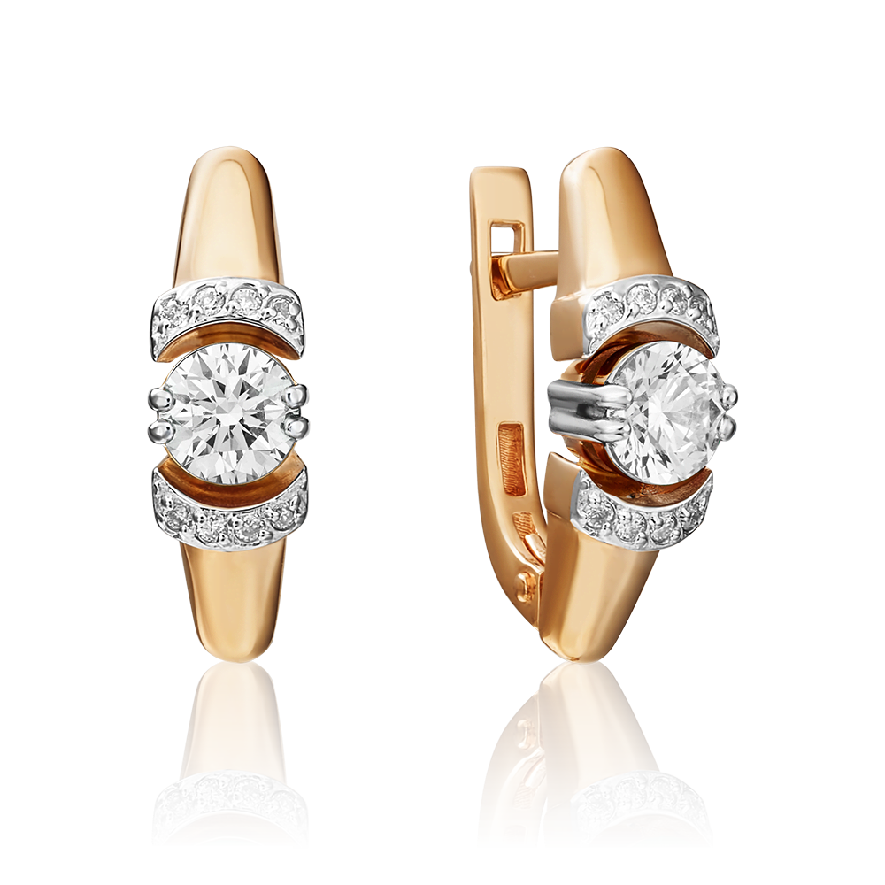 Серьги с английским замком из комбинированного золота с бриллиантами 02-0604-00-101-1111-30