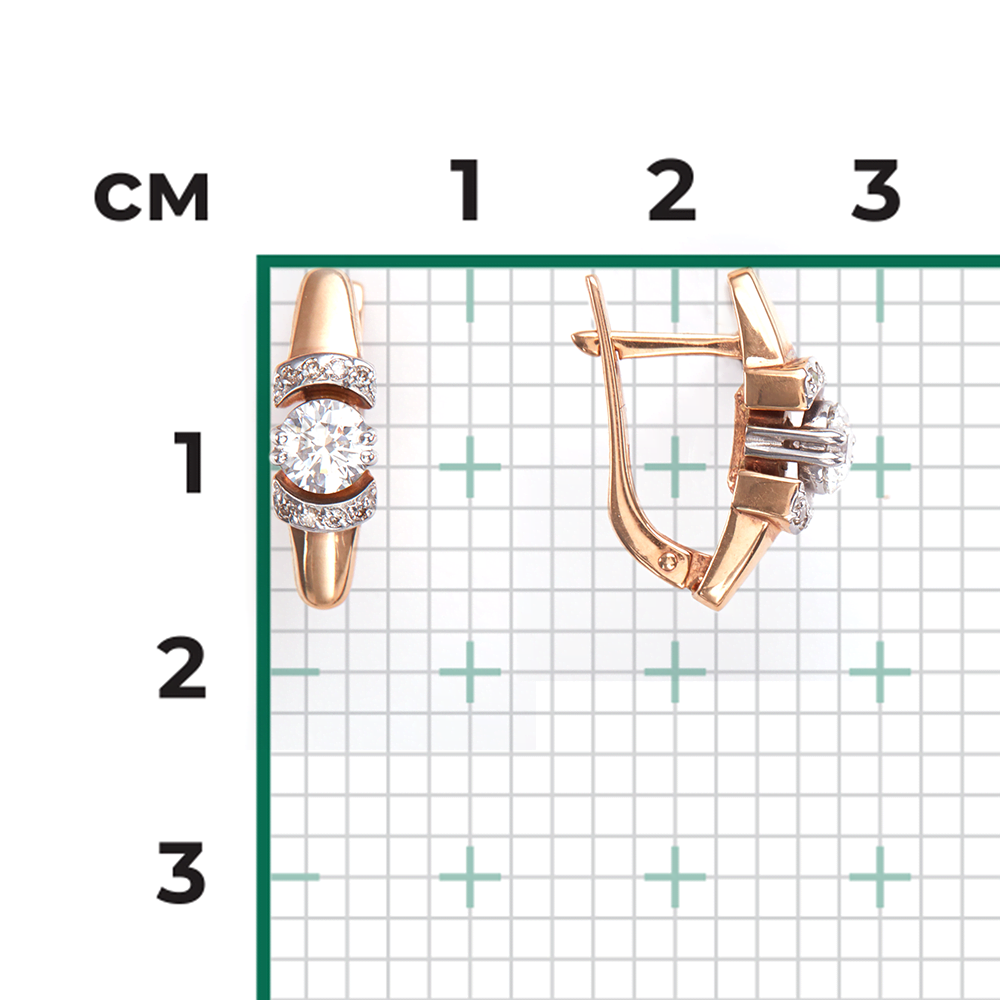 Серьги с английским замком из комбинированного золота с бриллиантами 02-0604-00-101-1111-30