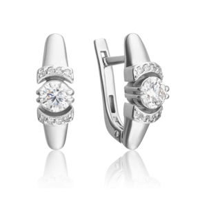 Серьги с английским замком из белого золота с бриллиантами