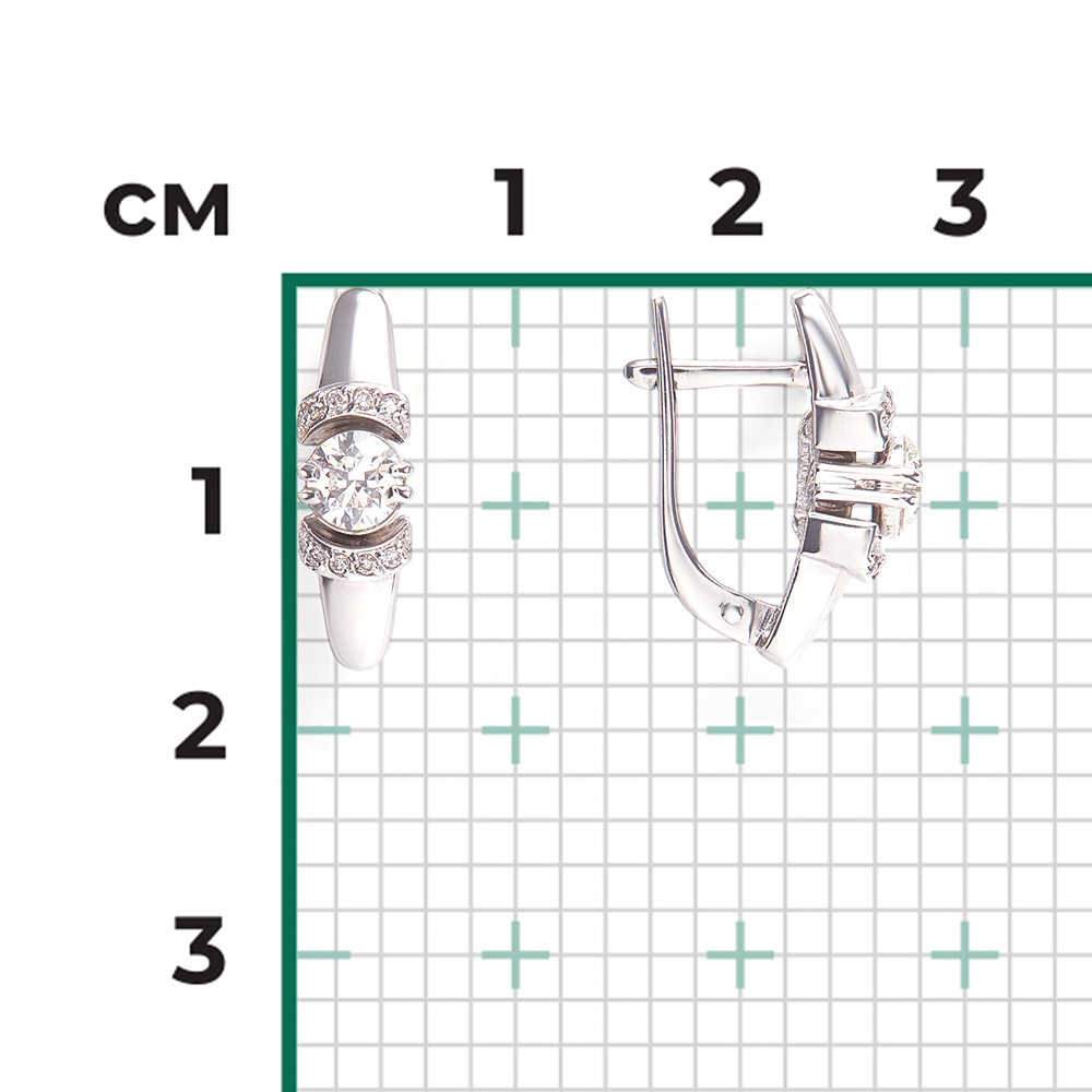 Серьги с английским замком из белого золота с бриллиантами 02-0605-00-101-1120-30