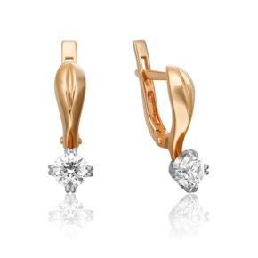 Серьги с английским замком из комбинированного золота с бриллиантом 02-0516-00-101-1111-30