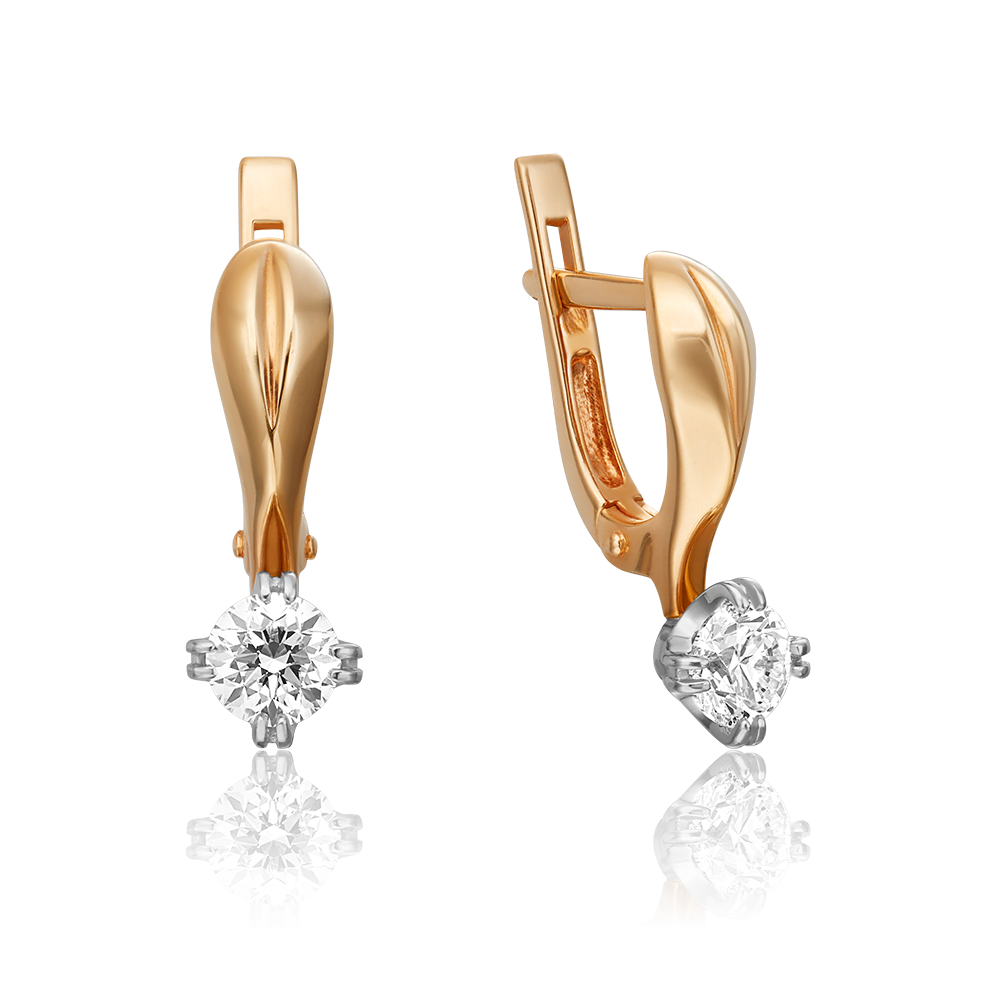 Серьги с английским замком из комбинированного золота с бриллиантом 02-0516-00-101-1111-30