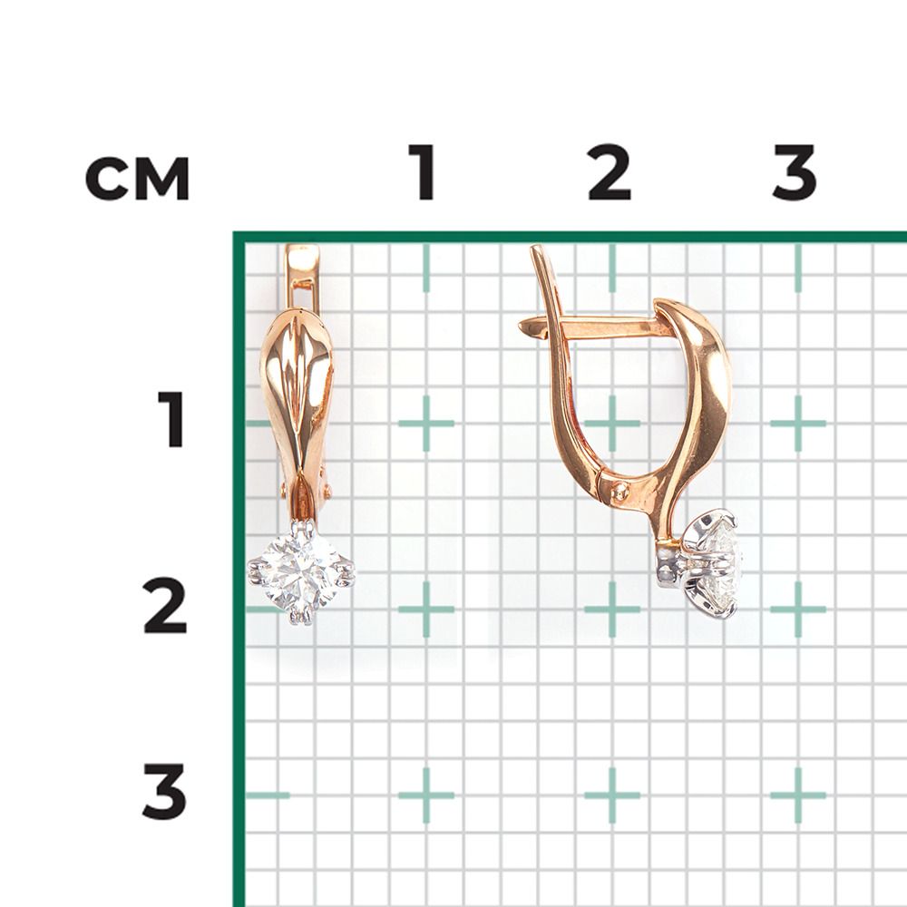 Серьги с английским замком из комбинированного золота с бриллиантом 02-0516-00-101-1111-30