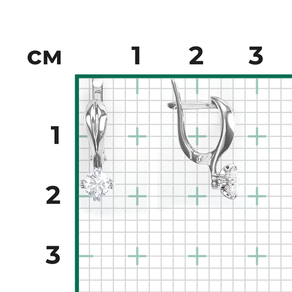 Серьги с английским замком из белого золота с бриллиантом 02-0517-00-101-1120-30