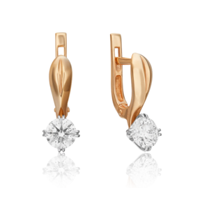 Серьги с английским замком из комбинированного золота с бриллиантом 02-0520-00-101-1111-30