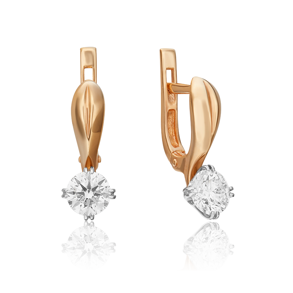 Серьги с английским замком из комбинированного золота с бриллиантом 02-0520-00-101-1111-30