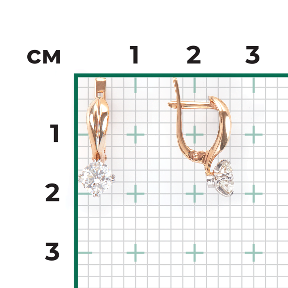 Серьги с английским замком из комбинированного золота с бриллиантом 02-0520-00-101-1111-30