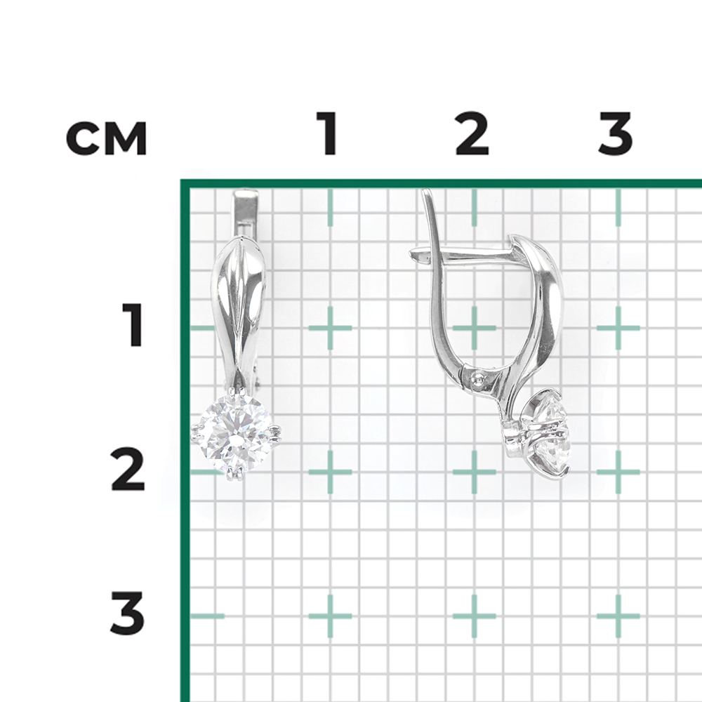 Серьги с английским замком из белого золота с бриллиантом 02-0521-00-101-1120-30