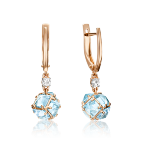 Серьги с английским замком из красного золота с топазами и натуральным топазом white 02-4547-00-201-1110-57