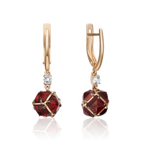 Серьги с английским замком из красного золота с гранатами и натуральным топазом white 02-4547-00-264-1110-57