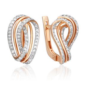 Серьги с английским замком из красного золота с бриллиантами 02-0787-00-101-1110-30