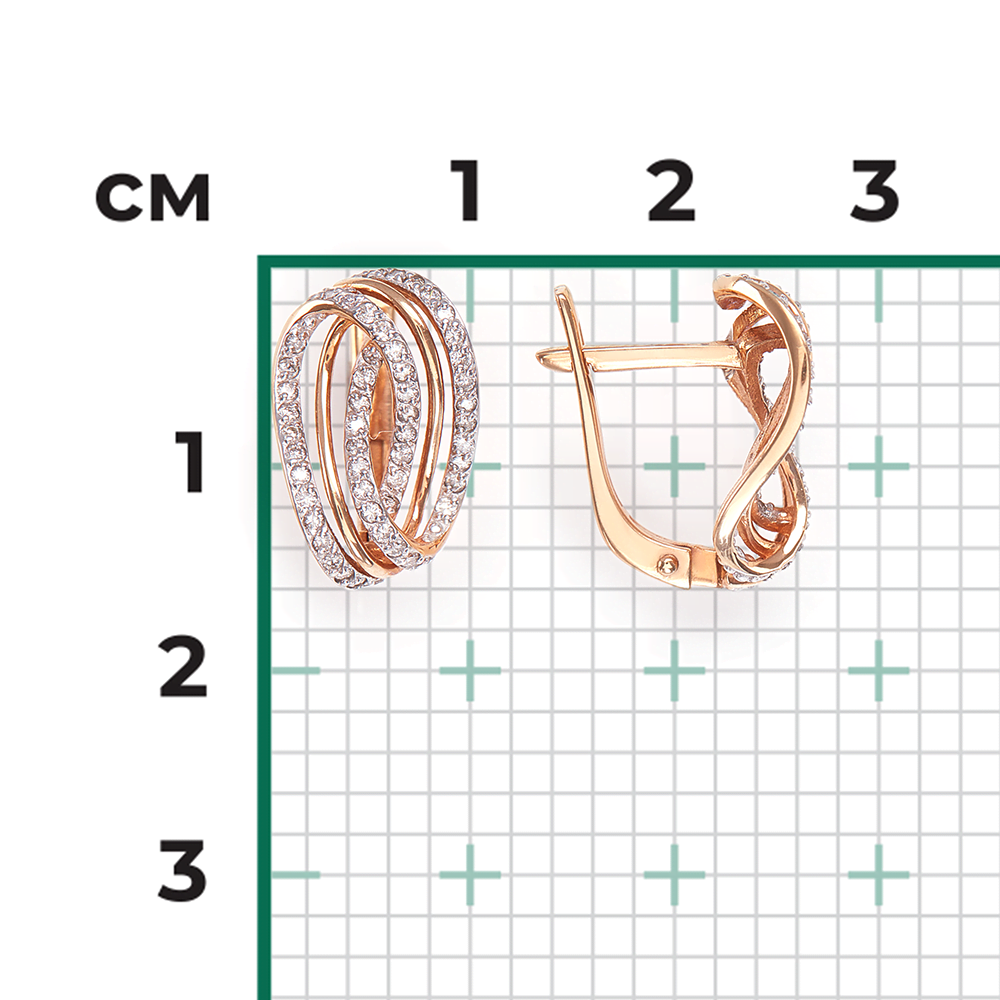 Серьги с английским замком из красного золота с бриллиантами 02-0787-00-101-1110-30