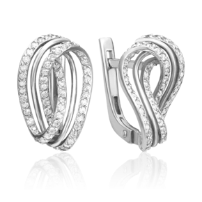 Серьги с английским замком из белого золота с бриллиантами 02-0788-00-101-1120-30