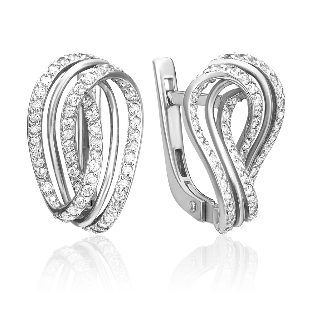 Серьги с английским замком из белого золота с бриллиантами 02-0788-00-101-1120-30