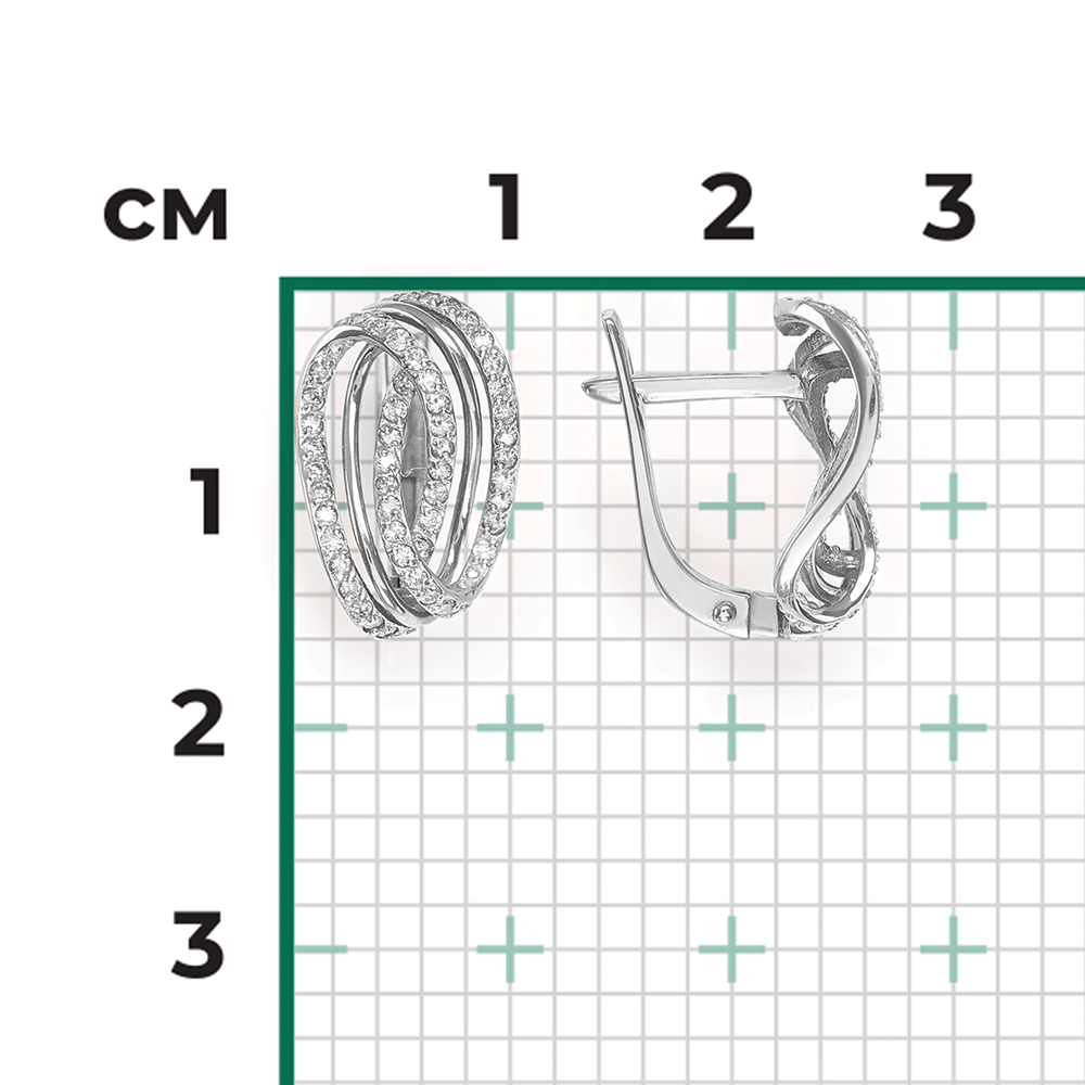 Серьги с английским замком из белого золота с бриллиантами 02-0788-00-101-1120-30