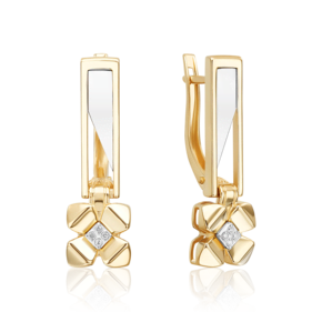 Серьги с английским замком из комбинированного золота с бриллиантами 02-4992-00-101-1121