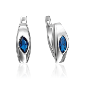 Серьги с английским замком из белого золота с сапфиром 02-4263-00-102-1120-30
