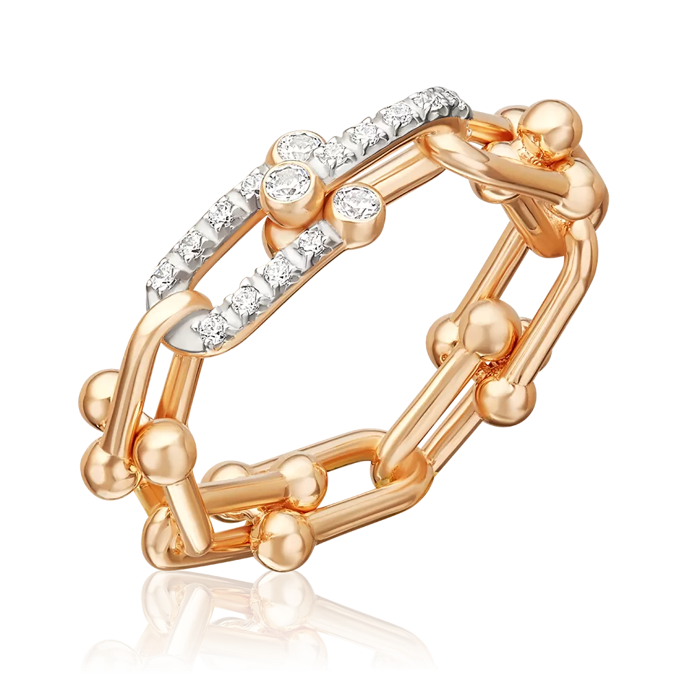 Кольцо из красного золота с фианитами 01-5916-00-401-1110