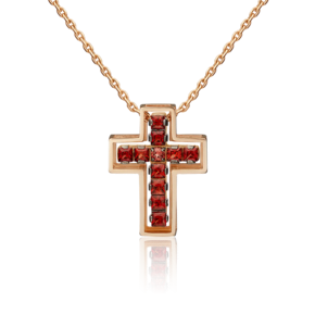 Декоративный крест из красного золота с гранатами 03-3148-00-204-1110-57