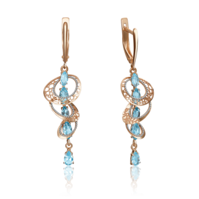 Серьги с английским замком из красного золота с топазами 02-4210-00-201-1110-57