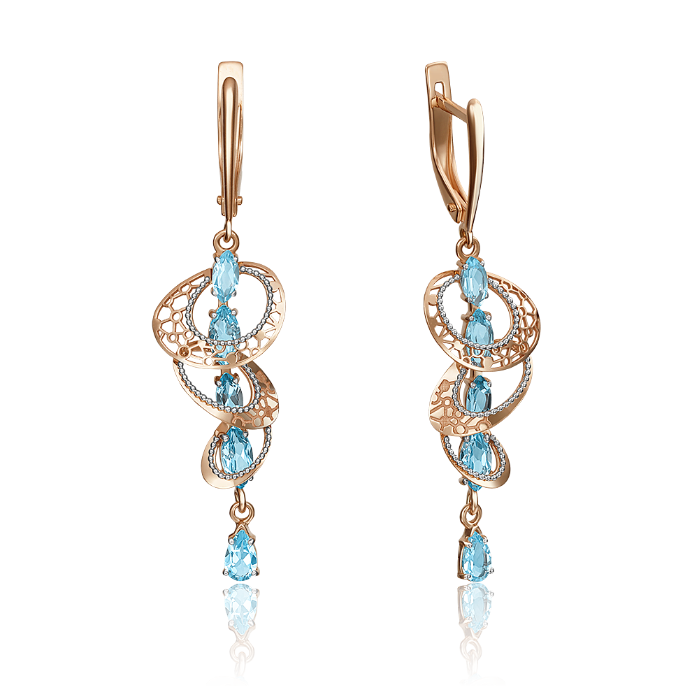 Серьги с английским замком из красного золота с топазами 02-4210-00-201-1110-57