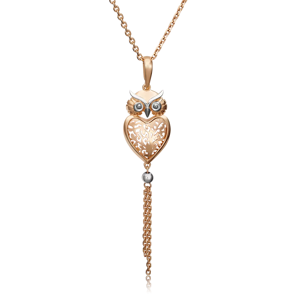 Подвеска «Сова» из комбинированного золота 03-3069-00-000-1111-48