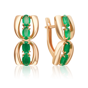 Серьги с английским замком из красного золота с изумрудами 02-5473-00-103-1110