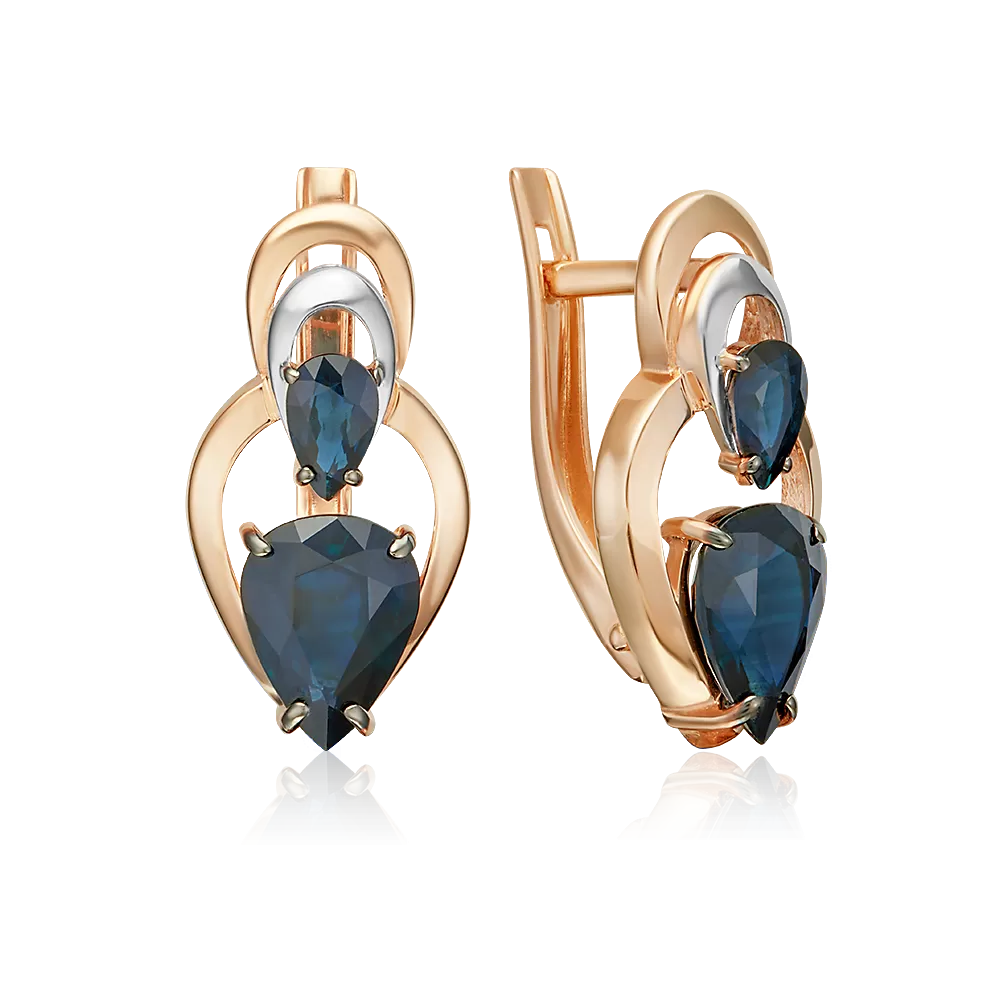 Серьги с английским замком из красного золота с сапфирами 02-5472-00-102-1110