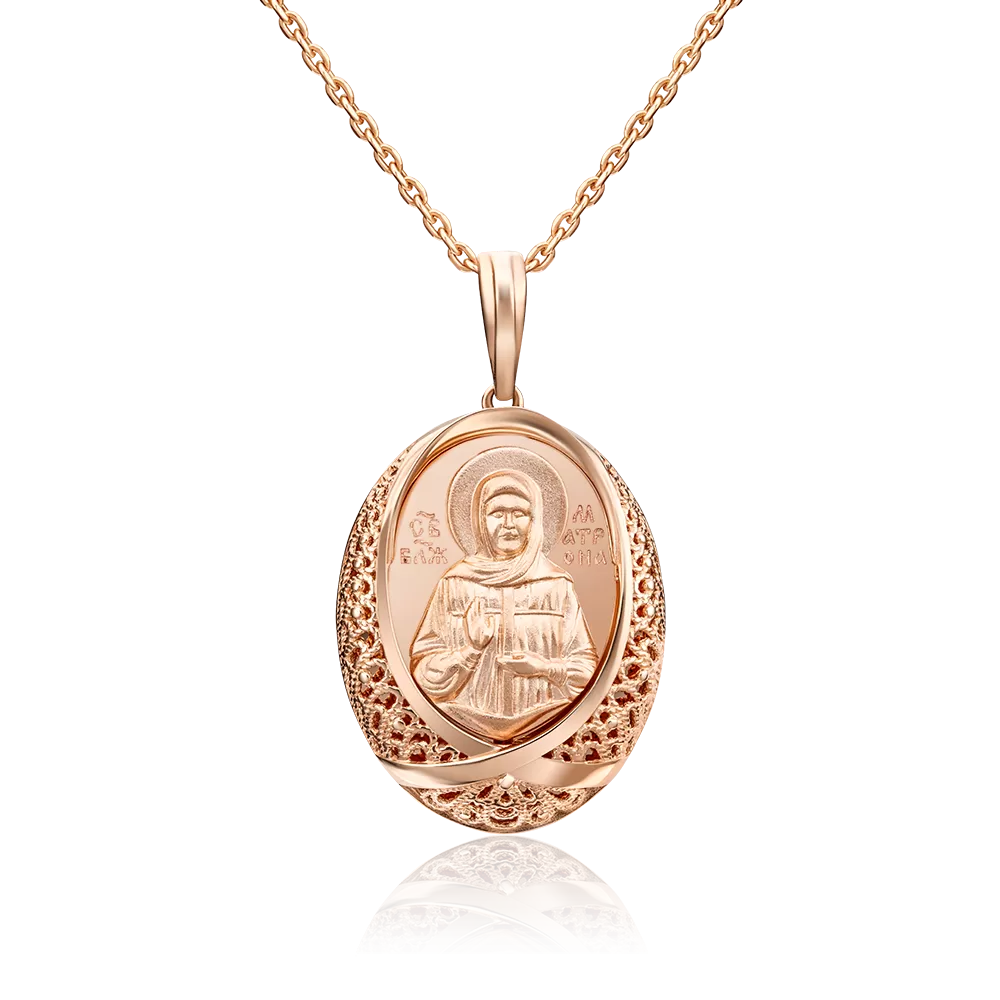 Иконка «Матрона Московская» из красного золота 03-2966-00-000-1110-42